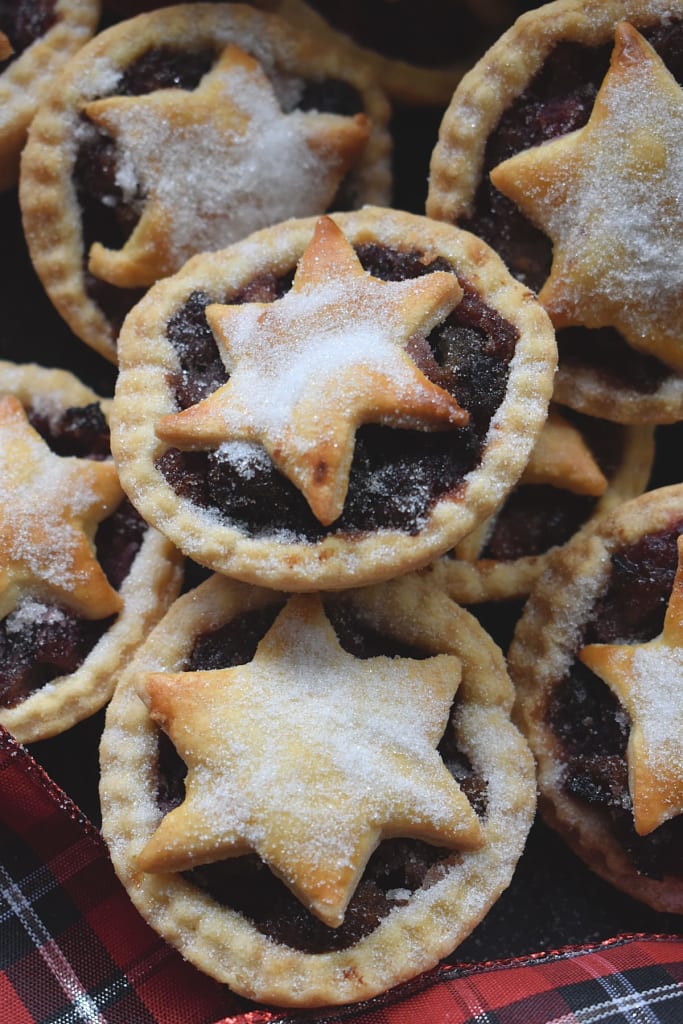 Cranberry Tarts on a black board.